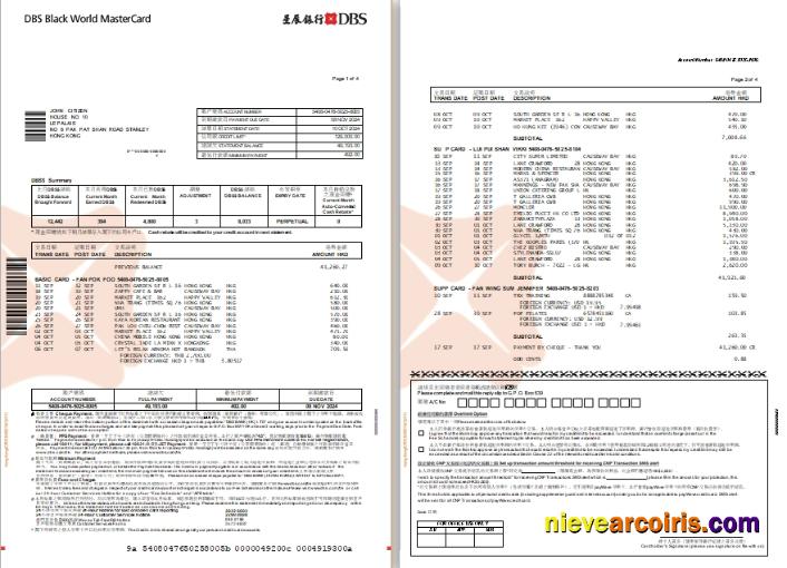 Hong Kong DBS Black World MasterCard eStatement Word 1-2